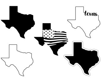 Texas State Silhouette, Map Outline, and Flag SVG Bundle (Digital Download)