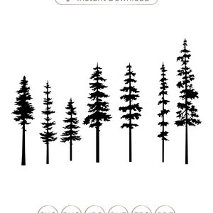 Tree Silhouette Svg, Pine tree svg, Pine tree silhouette, Evergreen tree svg, Pine tree Cricut, Pine tree clipart, Pine tree cutfile.