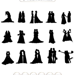 Archivo vectorial de siluetas de matrimonio del mismo sexo, pareja de lesbianas SVG, silueta de pareja de lesbianas, silueta de pareja gay, svg de pareja, svg homosexual.