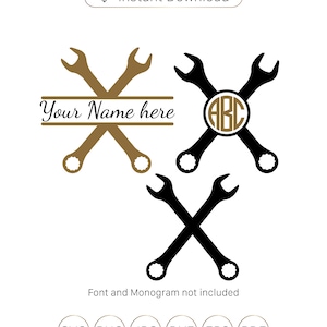 Op de afbeelding: Digitaal ontwerp met gekruiste sleutels in goud en zwart. Eén ontwerp bevat een ruimte voor een naam, een ander heeft een monogram en de derde is een eenvoudig ontwerp met gekruiste sleutels. De tekst "Instant Download" staat bovenaan.