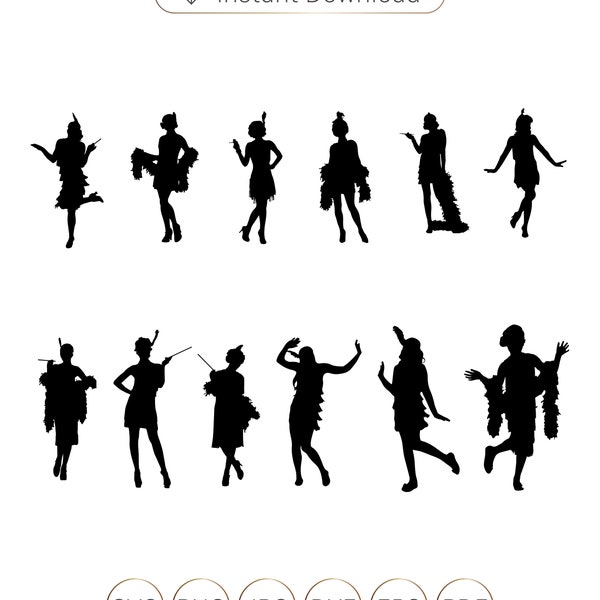 Flapper Girls silhouette vector file,Lady SVG, Woman Vector, 1920 Women SVG, Female Vector, Roaring Twenties