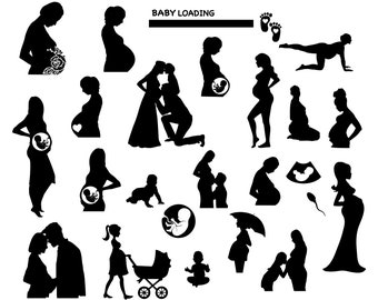 Pregnant Woman Silhouette SVG, Mother's Day Clip Art (Digital Download)