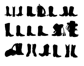 Cowboy Boots Silhouette SVG, Western Clipart (Digital Download)
