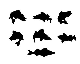 Walleye Fishing Vector Clipart (svg, png, eps, dxf) (Digital Download)
