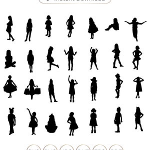 Little Girl Silhouettes, Little Girl Svg, Girl Silhouettes, Children silhouette, Kids SVG, Children svg, Kids silhouette, Girl Svg.