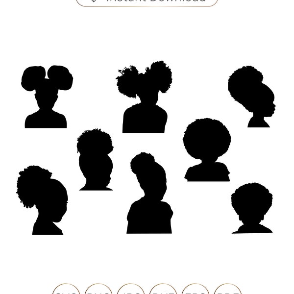 Little Afro Puff Girl SVG,Silhouette,Little Black Girl SVG,Afro Puff SVG,African American Girl,Black Girl Magic Svg,Afro puffs Cut File.