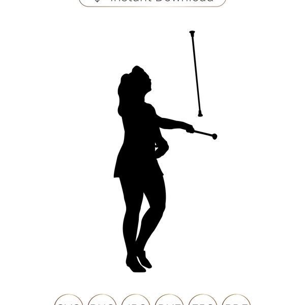 Baton Twirling SVG, Baton Svg, Majorette Baton Twirling Gymnastics Svg, Sport Svg, Twirling svg, Sport Baton, Eps, Dxf, Png, Cut file