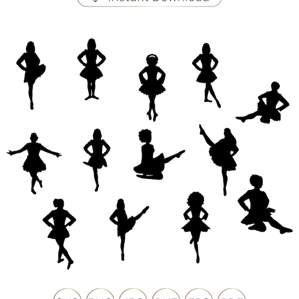 Irish dancer SVG silhouette, Irish dancing clipart,Irish dancer silhouette,Irish dancer SVG, Irish dancers cricut, Irish dancer cutfile.