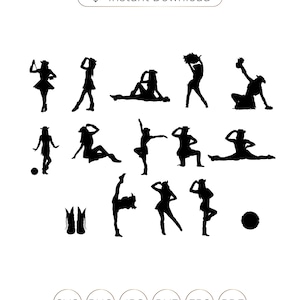 Siluetas del equipo de baile de perforación svg, png, dxf, eps Archivos listos para vinilo: Clip Art para uso comercial: archivo de arte vectorial Cricut.