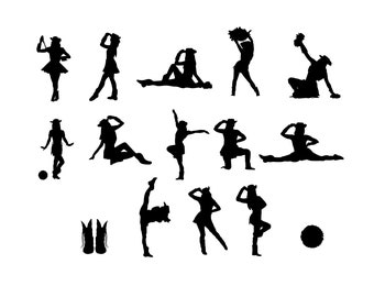 Drill Dance Team silhouettes svg,png,dxf,eps Vinyl Ready files-Clip Art for Commercial -vector art file Cricut.