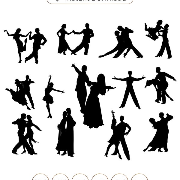Ballroom Dance SVG,Ballroom Dance Silhouette,Dancers SVG,Ballroom SVG,Couple Dance Silhouettes,Ballroom Dance Clipart Cutfile.