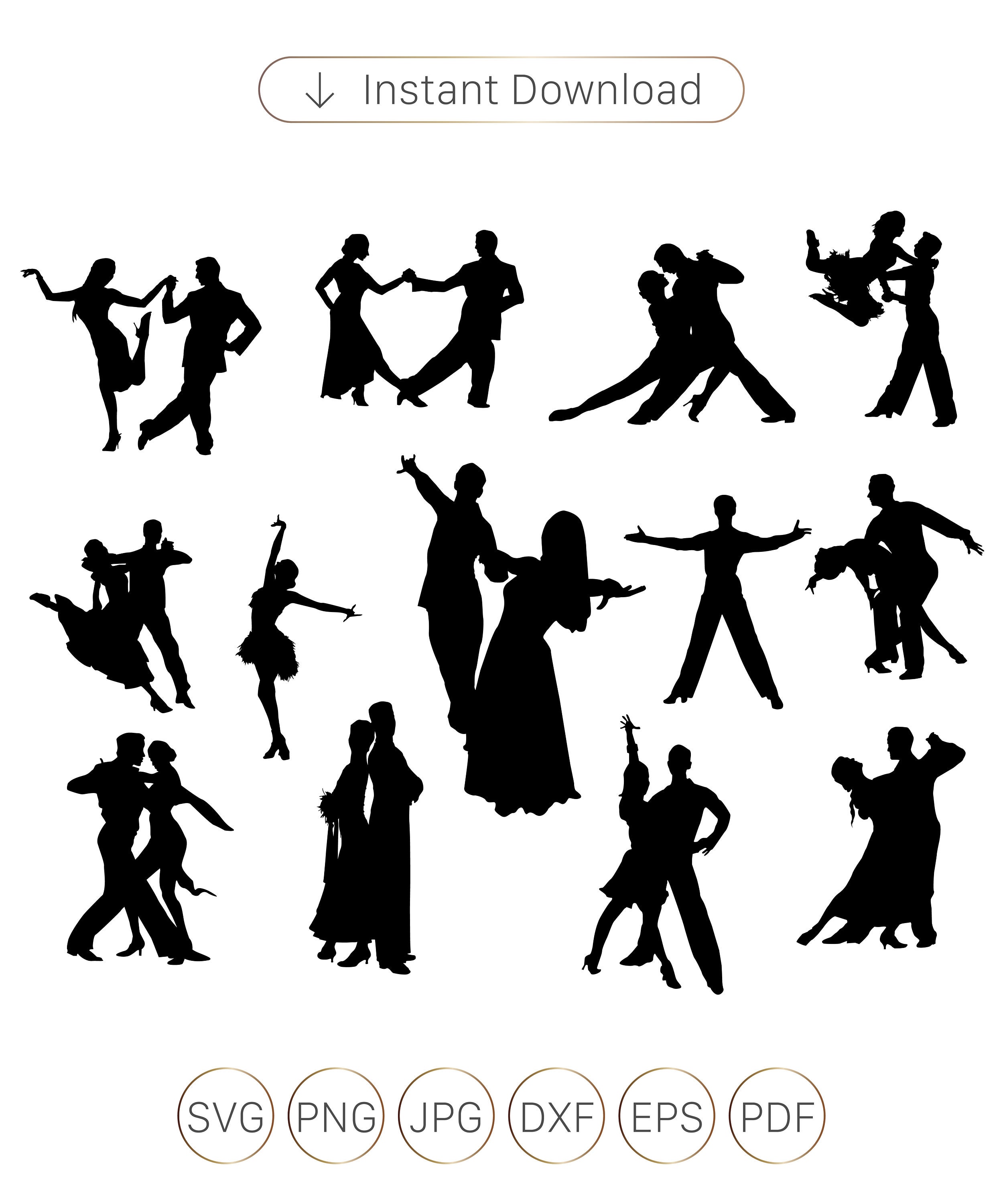 Ballroom Dance SVG,Ballroom Dance Silhouette,Dancers SVG,Ballroom SVG,Couple Dance Silhouettes,Ballroom Dance Clipart Cutfile.