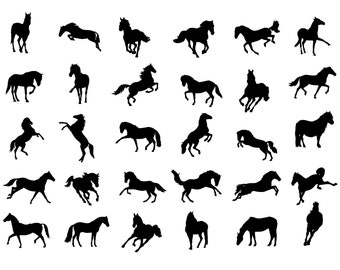 Horse Silhouette Vector Art, Running Horse SVG, Clipart (Digital Download)