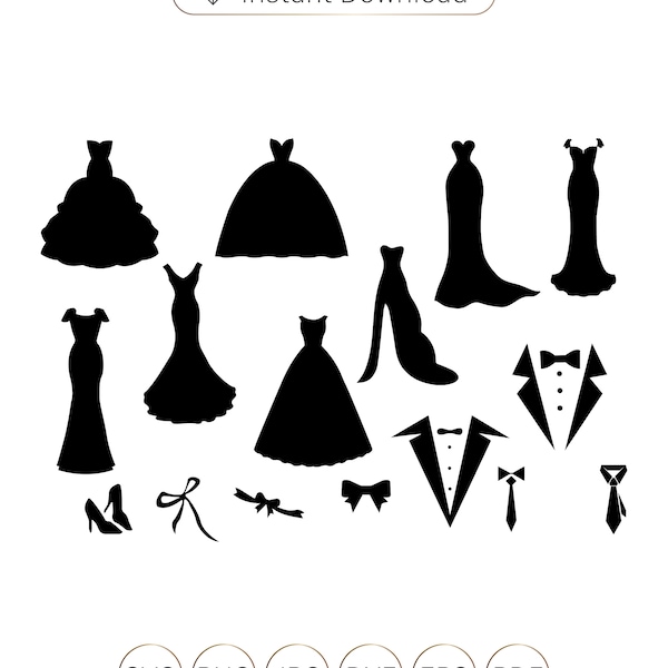 Wedding dress SVG,Tuxedo SVG,Wedding dress Silhouette,Tuxedo Silhouette,Tuxedo clipart,Tuxedo cricut,Tuxedo cutfile,Tux SVG,Wedding Hanger.