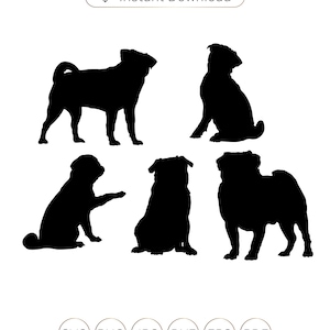 Pug svg,Pug silhouette,Pug clipart,Pug Cricut,Dog svg,Pug Gift.