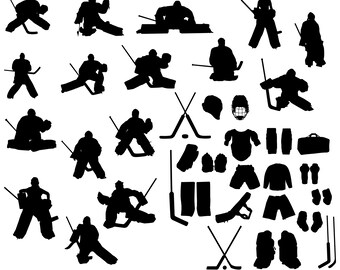 Hockey Goalie Silhouette SVG, PNG, Clipart (Digital Download)
