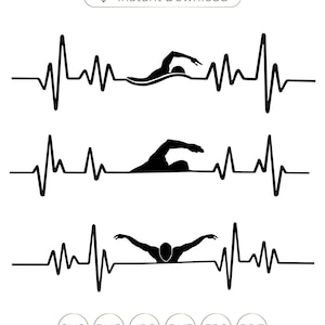 Heartbeat EKG Zwemmen SVG File, Zwemmer SVG File, Heartbeat Zwemmen svg, Heartbeat svg, Zwemmen svg, zwemmen moeder svg Cricut.