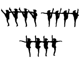 Drill Dance Team Silhouettes svg,png,eps,dxf, Drill Dance Team SVG, Drill Team SVG, Drill Dance SVG, Drill Dance kickline, Drill Dance Team