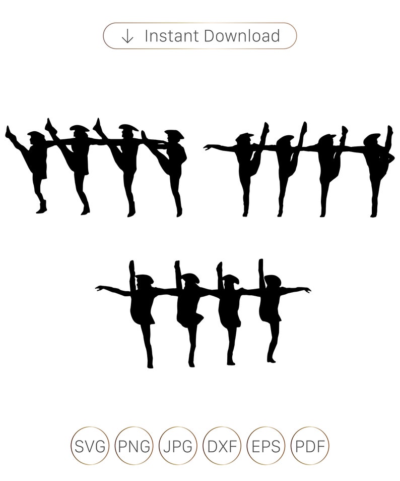 Drill Dance Team Silhouettes Svgpngepsdxf Drill Dance Team Etsy