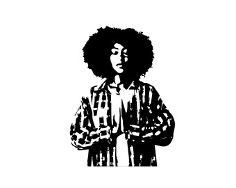 Praying Afro Woman SVG, Silhouette Art (Digital Download)