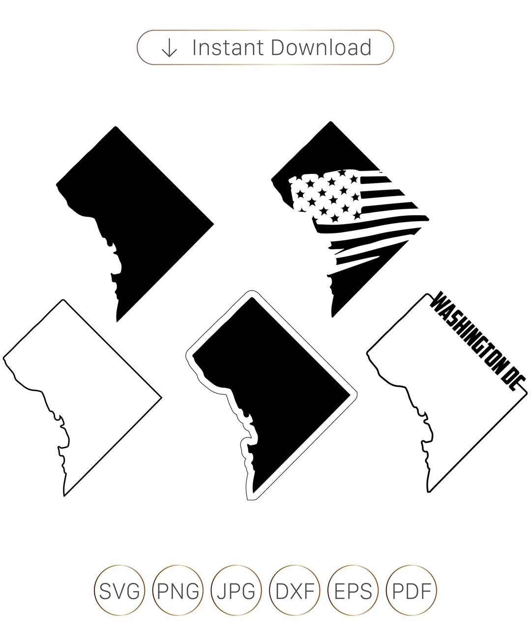 Washington DC SVG, Washington Dc State SVG, Washington Dc Silhouette