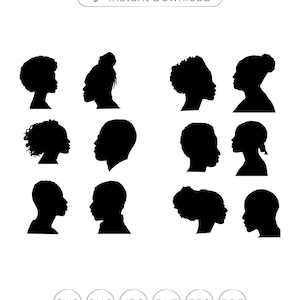 Hoofden Silhouet, Afro-Amerikaans Profiel svg, Afro-Amerikaans Profiel Silhouetten, Hoofden Silhouet Clipart, cricut, cutfile.