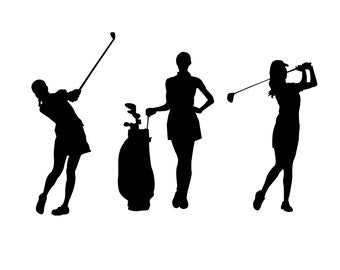 Woman Golfer Silhouette SVG, Female Golf Clipart (Digital Download)