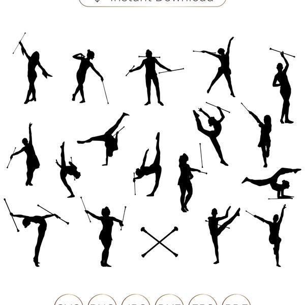 Baton Twirling SVG, Baton Svg, Majorette Baton Twirling Gymnastics Svg, Sport Svg, Twirling svg, Sport Baton, Eps, Dxf, Png, Cut file