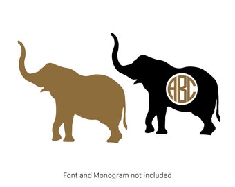 Elephant Silhouette Svg, Monogram Cut File (Digital Download)
