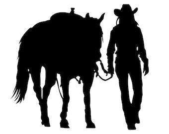 Cowgirl and Horse Silhouette SVG, Vector Art (Digital Download)