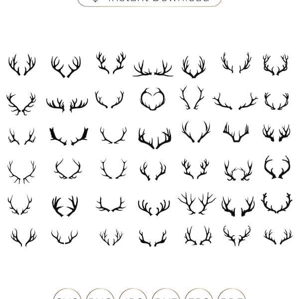 Deer svg, Antler svg, Deer Antlers svg, Deer Antlers silhouette, Deer silhouette, Deer cricut,Deer clipart,Deer Antler cutfile, Deer Antler