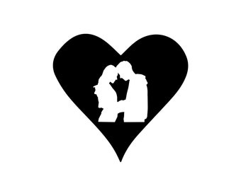 Couple Silhouette SVG, Heart Clipart, Love Cut File (Digital Download)