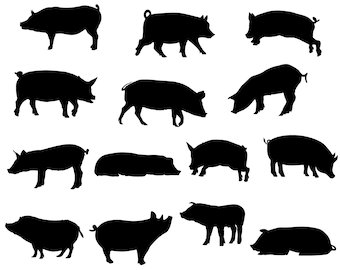 Toon varken silhouet vector clipart (svg, png, eps, dxf, pdf)