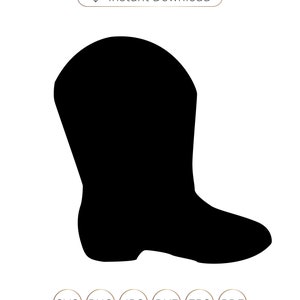 May include: Black silhouette of a cowboy boot.