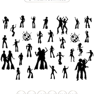 Discodansande silhuett vektorgrafik (svg, png, jpg, dxf, eps, pdf)