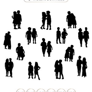 Siluetas de pareja de niños, silueta de niño y niña, svg de niño y niña, siluetas de pareja de niños y niñas, pareja linda svg, pareja de niños SVG, imágenes prediseñadas