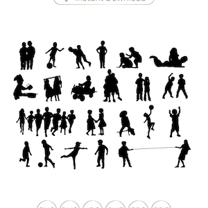 Kinder Silhouette Clipart, Kinder Vektor-Grafiken (svg, png, jpg, dxf, eps, pdf)