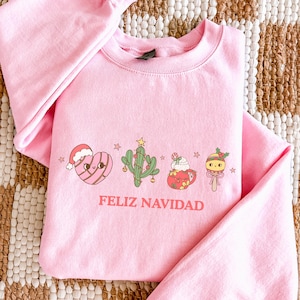 Felpa Feliz Navidad, Maglione per la festa di Natale spagnola, Maglione di Natale messicano, Vacanze in famiglia, Felpa per le vacanze degli insegnanti di spagnolo