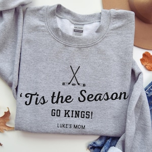 Custom Hockey Mom Sweatshirt, Personalized Hockey Mama Crewneck, Hockey Mom Gift, Ice Hockey Top With Kids Name, Girls Hockey Team Sweater