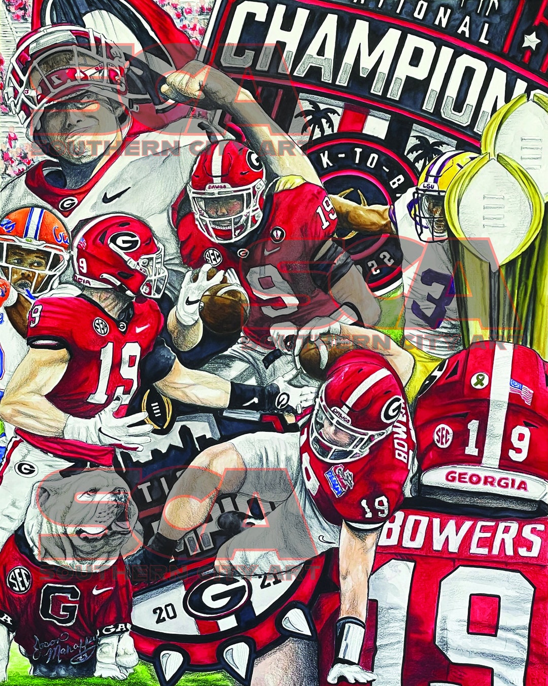 Football Player Bowers in Various Plays in a Collage Etsy