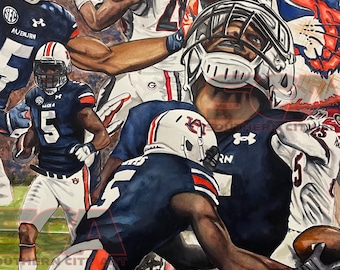 Auburn Football Winning Touchdown Color Print, Jordan Hare Stadium