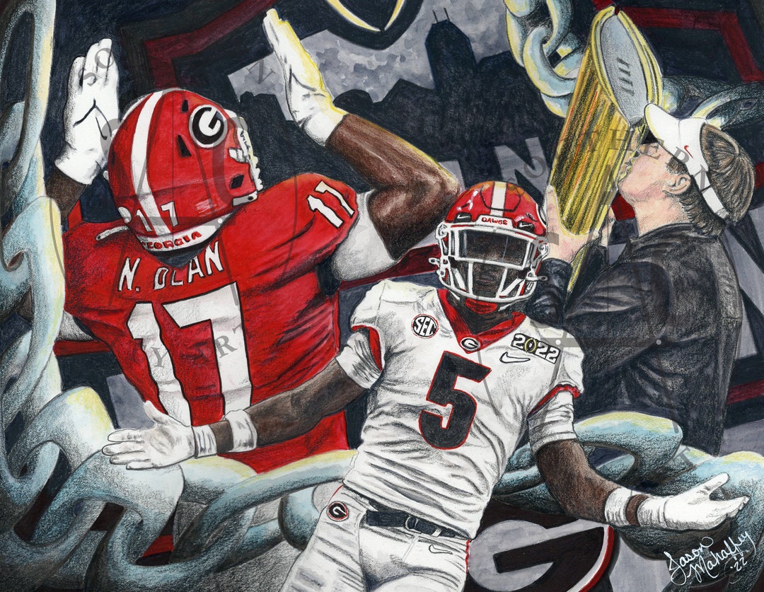 UGA Collage of Football Players and Coach/chain Reaction Etsy