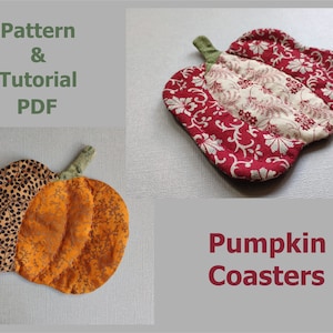 Calabazas de tela patchwork, patrón de posavasos hechos a mano, descarga instantánea