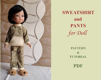 Ropa para Muñecas pdf, Muñeca Paola Reina, Patrón de costura Sudadera y Pantalón