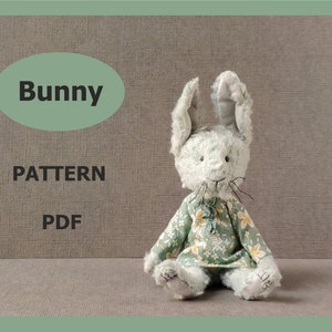 Plush Bunny Sewing Pattern and Instructions, Plush Bunny in dress, pattern pdf