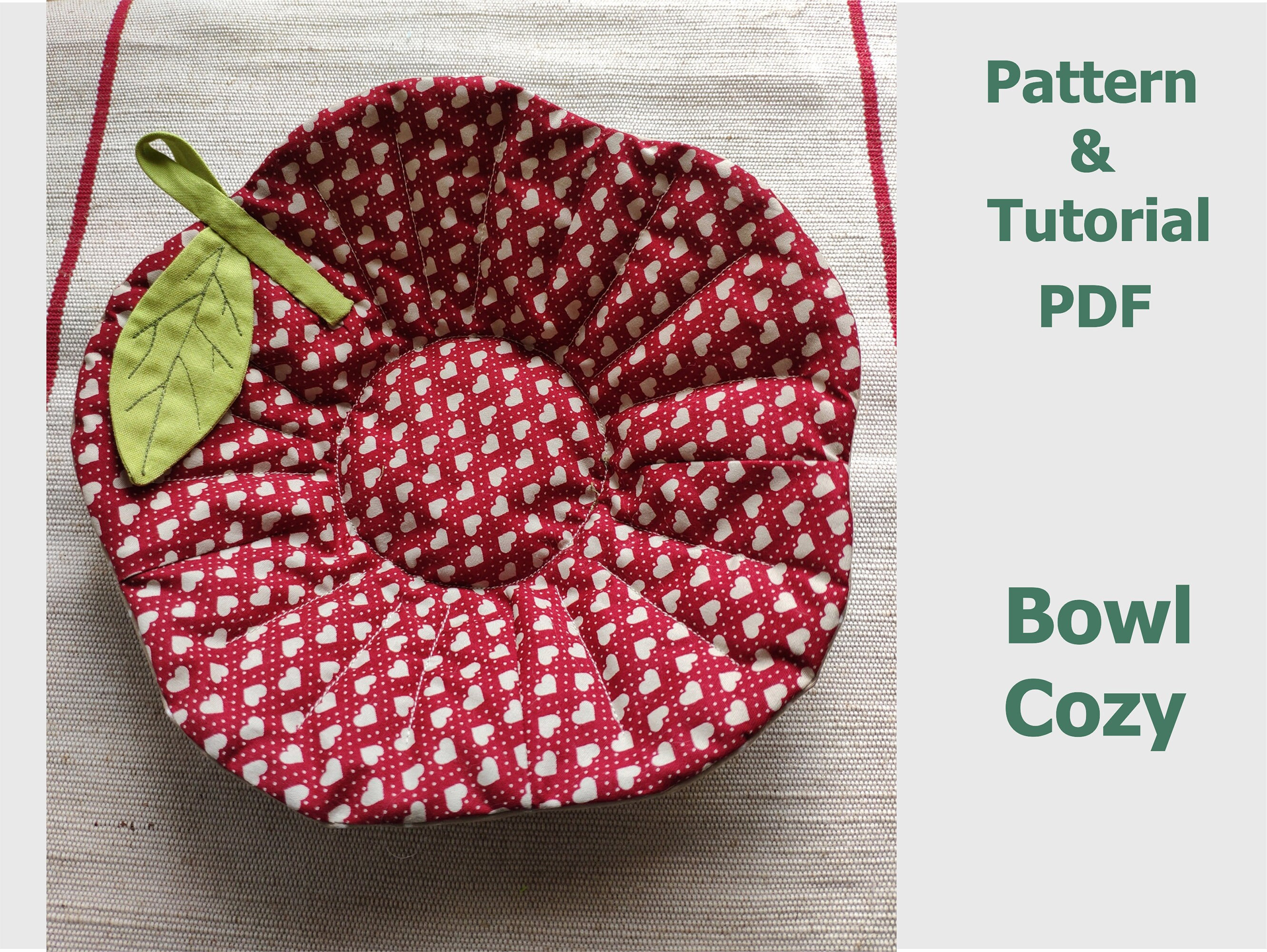 Digital Download Blooming Bowl Cozy PDF Sewing Pattern Reversible, 3 Sizes,  Unique Bowl Cozy Pattern 