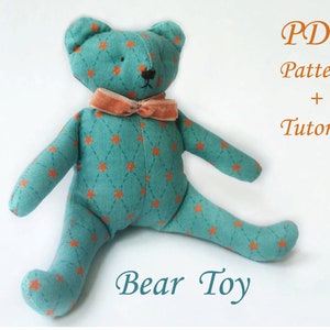 Bear toy pattern sewing PDF, tutorial with photos, Instant Download