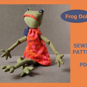 Stuffed Frog pattern, Frog Doll, Rag Frog tutorial PDF