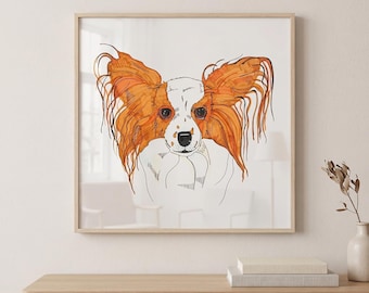 Hunde Portrait Nr. 06 - Papillon Hunde Portrait Zeichnung Kunst (Digitaler Download)
