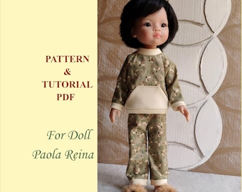 Puppen Sweatshirt und Hose Schnittmuster, Paola Reina Puppenkleidung 33 cm (PDF-Tutorial)